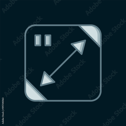Line Diagonal measuring icon isolated on black background. Flat filled outline style with shadow. Vector