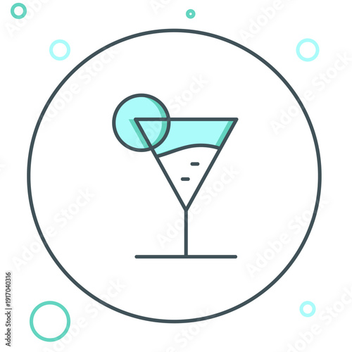 Line Martini glass icon isolated on white background. Cocktail icon. Wine glass icon. Colorful outline concept. Vector