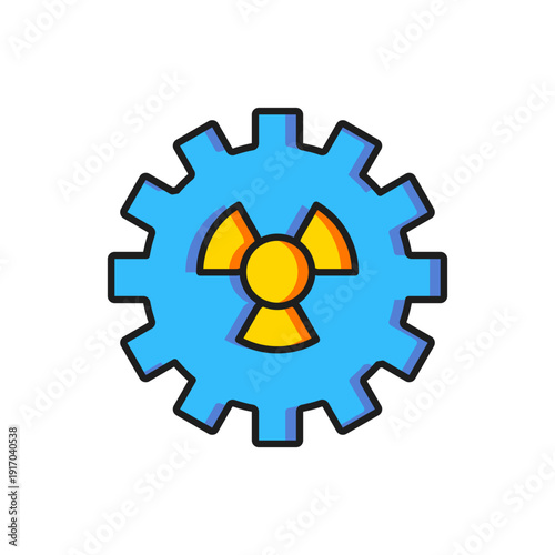 Color Radioactive icon isolated on white background. Radioactive toxic symbol. Radiation hazard sign. Flat filled outline style with shadow. Vector