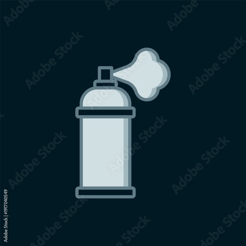 Line Paint spray can icon isolated on black background. Flat filled outline style with shadow. Vector