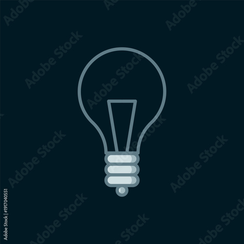 Line Light bulb with concept of idea icon isolated on black background. Energy and idea symbol. Inspiration concept. Flat filled outline style with shadow. Vector