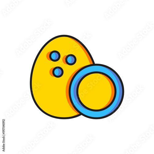 Color Coconut icon isolated on white background. Flat filled outline style with shadow. Vector