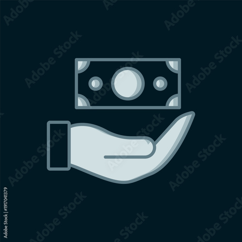 Line Money with shield icon isolated on black background. Insurance concept. Security, safety, protection, protect concept. Flat filled outline style with shadow. Vector