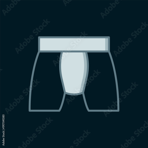 Line Men underpants icon isolated on black background. Man underwear. Flat filled outline style with shadow. Vector