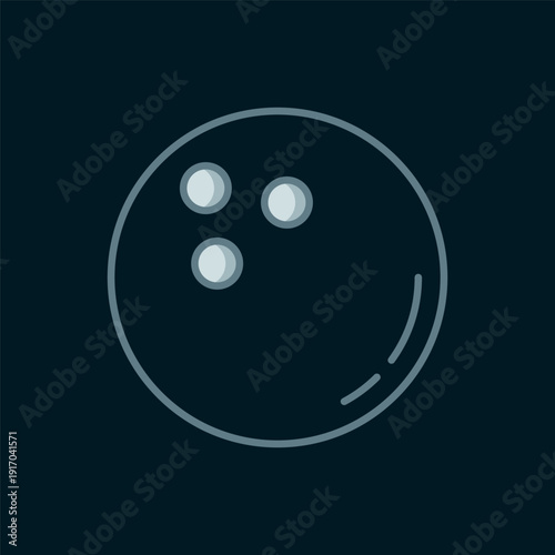 Line Bowling ball icon isolated on black background. Sport equipment. Flat filled outline style with shadow. Vector