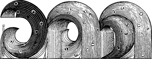 Vintage nautical instruments for measuring depth hand drawn engraving set