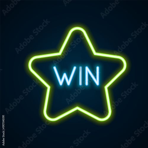 Glowing neon line Casino win icon isolated on black background. Colorful outline concept. Vector