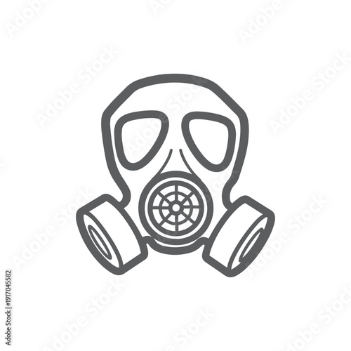 Gas mask hazard doodle icon in hand drawn line style vector illustration,  Protective respirator warning symbol in rough sketch cartoon style vector illustration