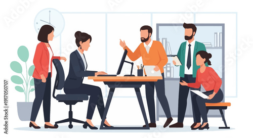 Collaborative Team Meeting in Office: Diverse Group Strategizing and Brainstorming.