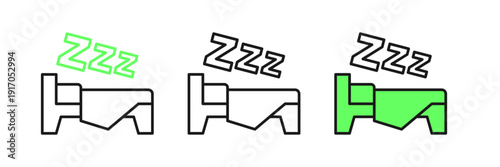 Set line Time to sleep icon isolated on white background. Sleepy zzz. Healthy lifestyle. Vector