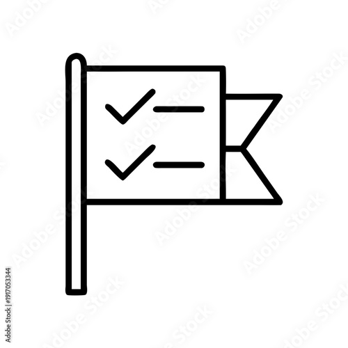 Checklist flag icon in minimalist design on white background  
