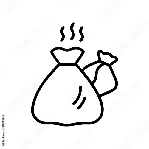 Bag with steam emitting from it representing food concept of icons  