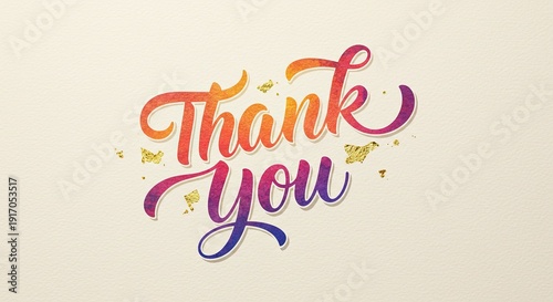 A colorful, decorative 'Thank you' message in a whimsical font
