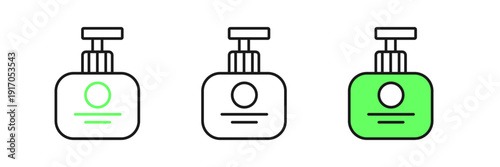 Set line Tube of hand cream icon isolated on white background. Vector