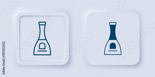 Filled and outline Bottle of nail polish icon isolated on grey background. Square button. Vector