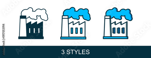 Filled outline Oil and gas industrial factory building icon isolated on white background. Vector