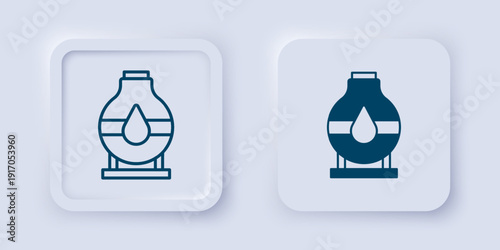 Filled and outline Oil tank storage icon isolated on grey background. Vessel tank for oil and gas industrial. Oil tank technology station. Square button. Vector