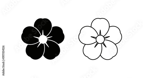 Minimalist black and white floral design, vector illustration, simple flower art Vector