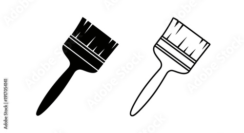 Two paint brushes isolated on white background, vector illustration Vector