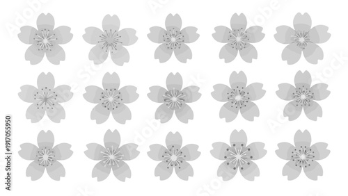Delicate watercolor cherry blossom flowers in a uniform grid, symbolizing spring, beauty, and renewal