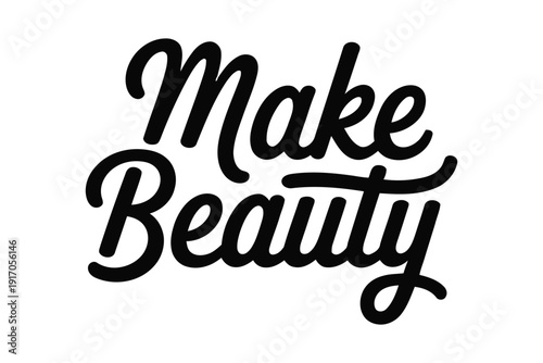 Make Beauty script lettering highlights cosmetic or personal care branding.