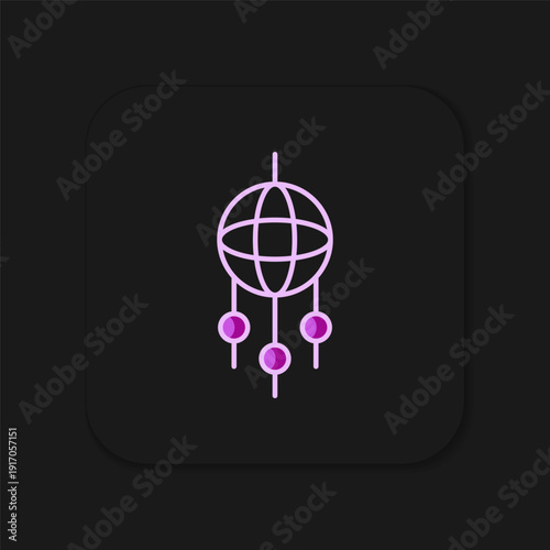 Filled outline Dream catcher with feathers icon isolated on black background. Flat filled outline style with shadow. Vector