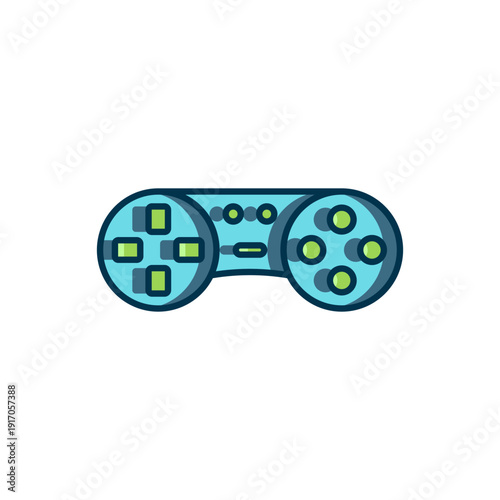 Filled outline Game controller or joystick for game console icon isolated on white background. Flat filled outline style with shadow. Vector