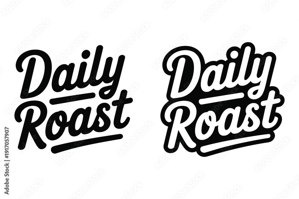 Obraz premium Daily Roast coffee brand logo variations feature cursive script lettering.