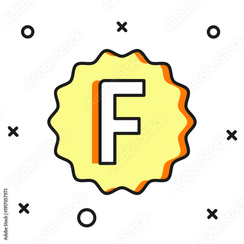 Filled outline Exam paper with incorrect answers survey icon isolated on white background. Bad mark of test results. Flat filled outline style with shadow. Vector