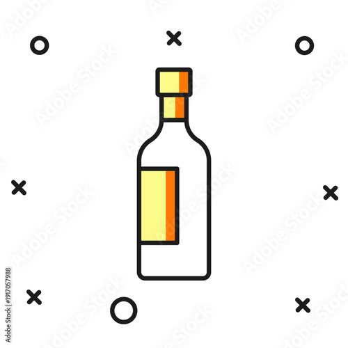 Filled outline Bottle of wine icon isolated on white background. Flat filled outline style with shadow. Vector