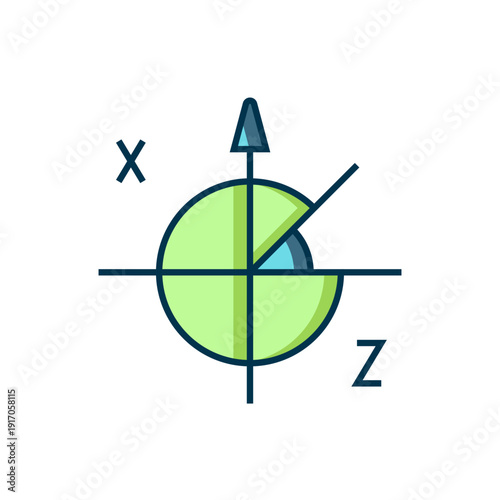 Filled outline Trigonometric circle icon isolated on white background. Flat filled outline style with shadow. Vector