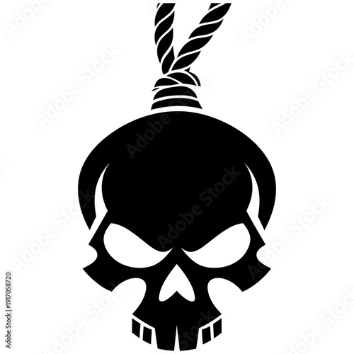 Wallpaper Mural Vector Art Pirate Skull with Noose Rope Black White Bold Design for Tattoos and Apparel Torontodigital.ca