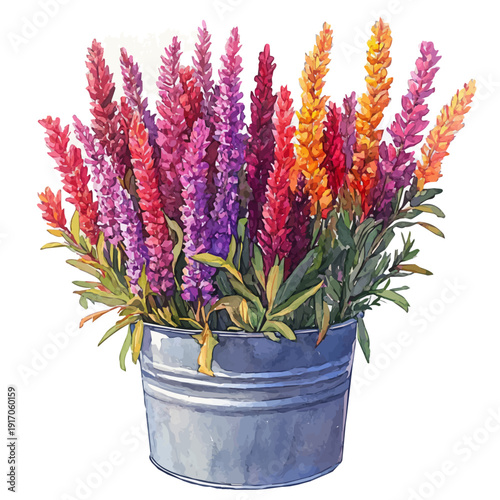 Farmers Market Fresh Flowers, vector watercolor clipart with soft pastel strokes, isolated on a white background.