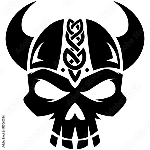 Wallpaper Mural Vector Art Viking Skull with Nordic Knotwork Patterns for Tattoo Emblem or Logo Design Torontodigital.ca