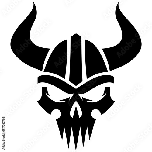 Wallpaper Mural Vector Art Viking Skull with Frost and Ice Details in Bold Black and White Design Torontodigital.ca