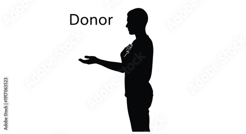 Silhouette of a person with open palms and the word donor displayed