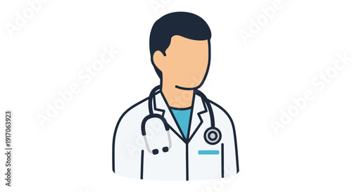 Illustration of a doctor with a stethoscope presented in a flat minimalist style