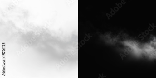 Фотография Floating white smoke mist texture isolated on transparent background