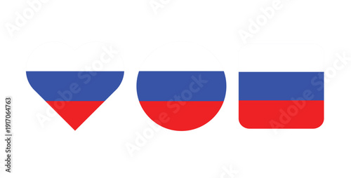 Free Download Russia Flag in Heart, Circle and Rounded Square Shapes – Russian National Symbol Set - GFXLoad