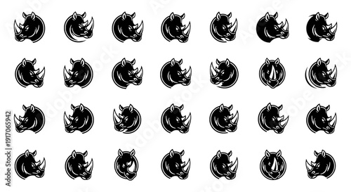 Set of Rhino Vector Illustration