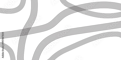 Abstract white background with multiple smooth black curved lines minimal design