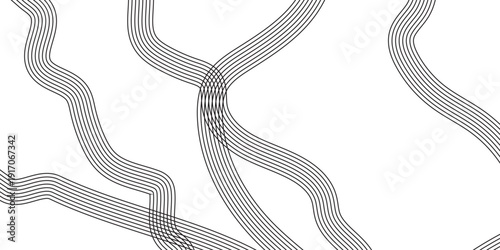 Black parallel lines forming abstract wavy shapes on white background