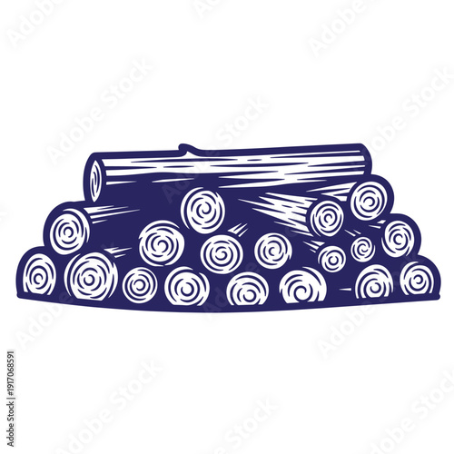Wooden logs stacked together in a pile  firewood for heating and cooking purposes