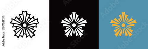 旭日章のシンプルなラインアイコン