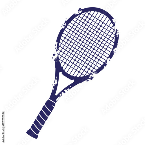 Grunge texture Tennis racket with grunge effect on white background  sports equipment graphic Vintage Style