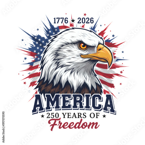 USA 1776–2026 250 Years of Independence Bald Eagle Patriotic Design
