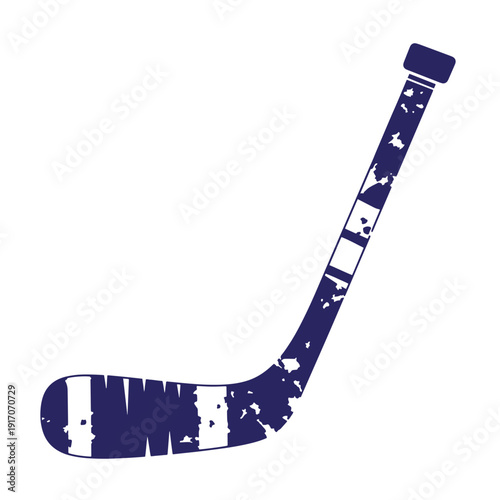Grunge texture Vintage blue hockey stick with white scratches and marks  sports equipment Vintage Style