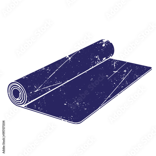 Grunge texture yoga mat rolled up on white background for fitness and exercise routines Vintage Style