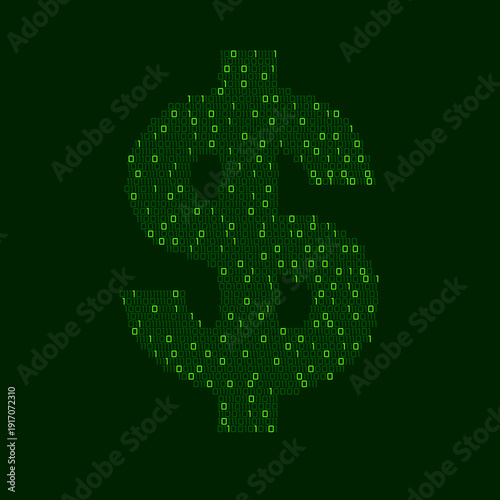 Abstract sign dollar of binary code, technology logo