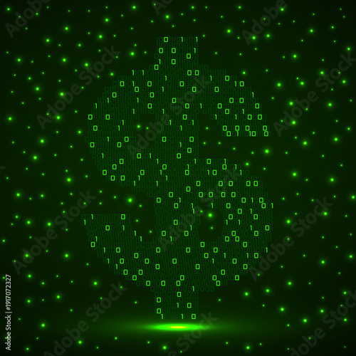 Abstract sign dollar of binary code, technology logo